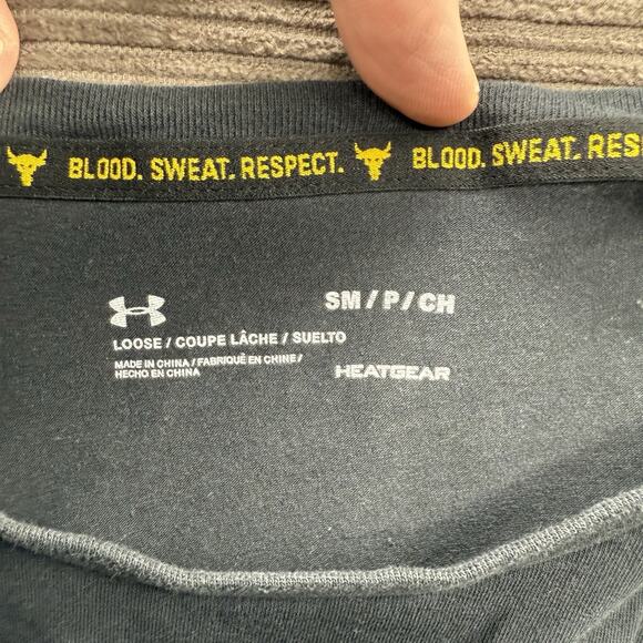Under Armour Project Rock T-Shirt Men Small Black Gym Workout Training Lifting. - Picture 3 of 9